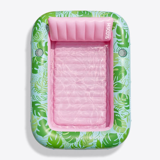 SLOOSH Inflatable Tanning Pool Lounger Float, Cyan Pink L, 70" x 46"