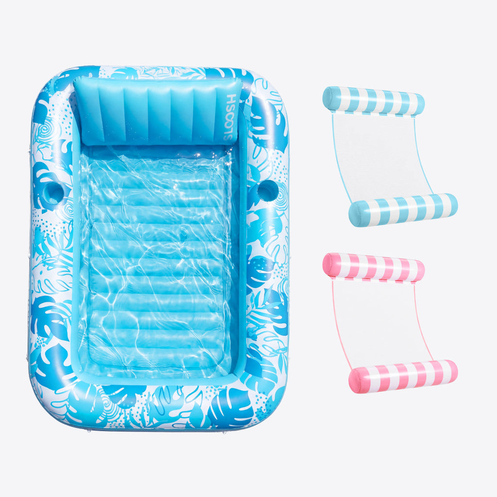 Blue 85" Tanning Pool with Float Hammock Best Friend Choice Bundle