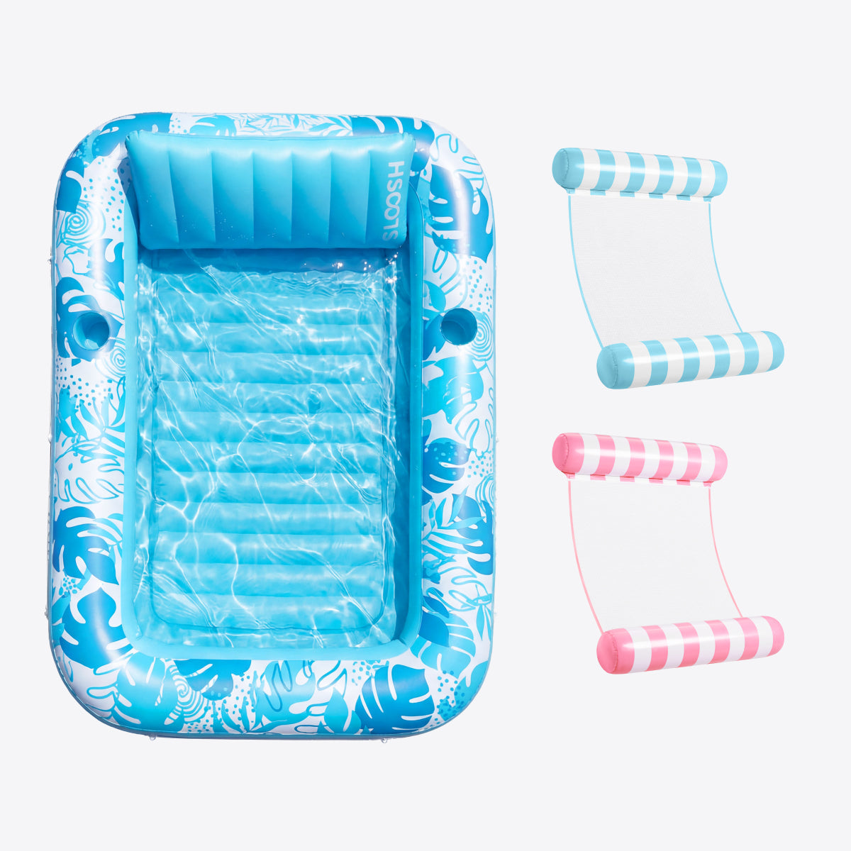 Blue 85" Tanning Pool with Float Hammock Best Friend Choice Bundle