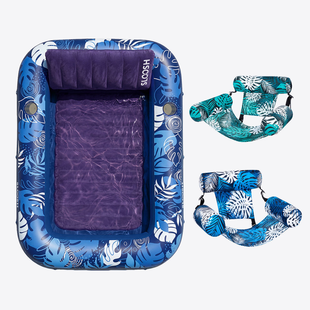 Dark Blue 85" Tanning Pool with Float Chair Best Friend Choice Bundle