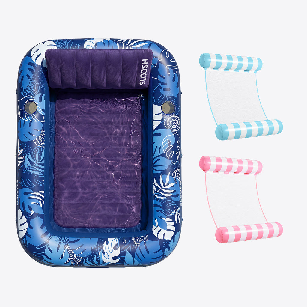 Dark Blue 85" Tanning Pool with Float Hammock Best Friend Choice Bundle