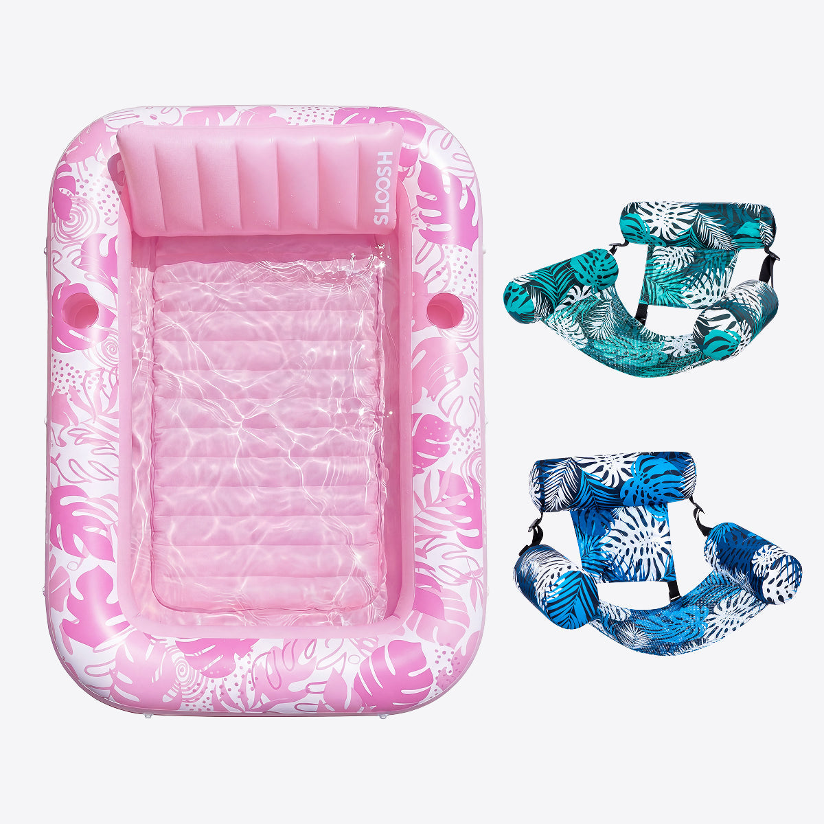 Blushing Pink 85" Tanning Pool with Float Chair Best Friend Choice Bundle