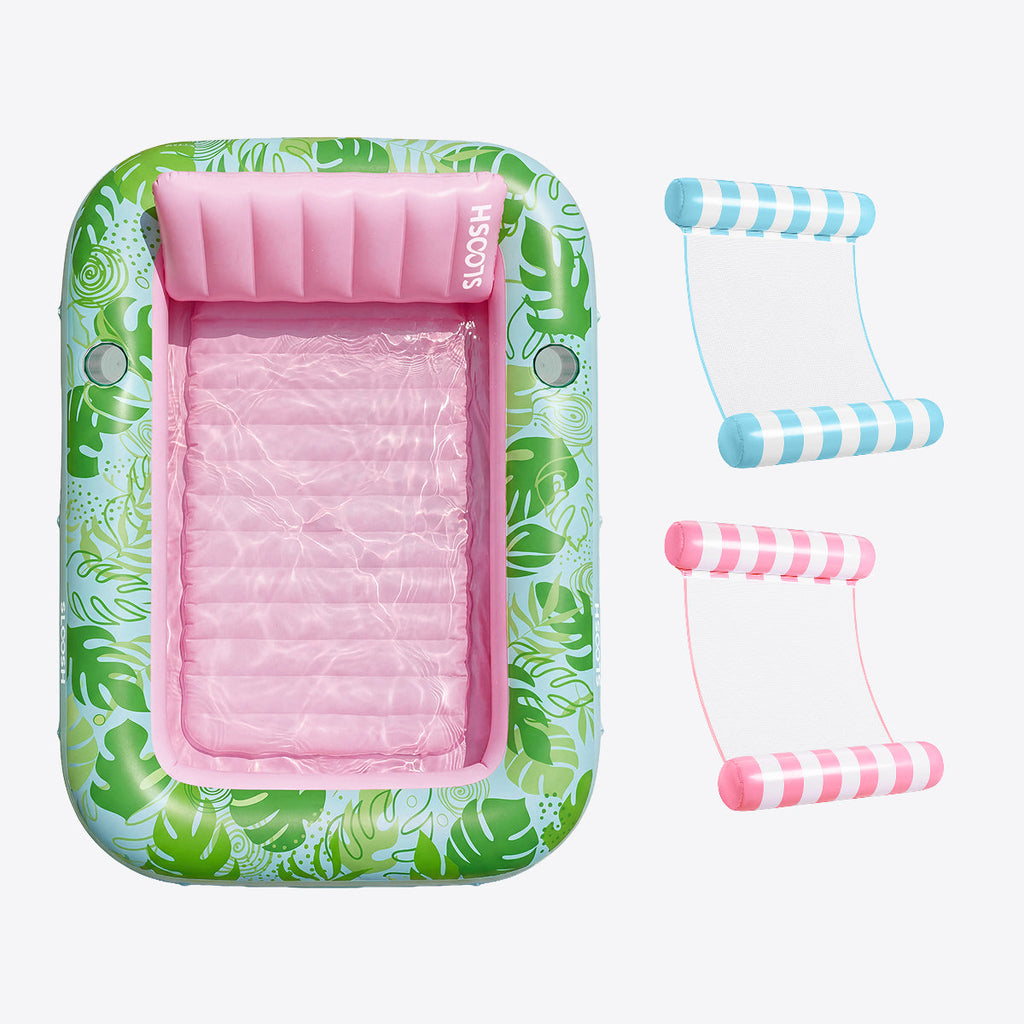 Cyan Pink 85" Tanning Pool with Float Hammock Best Friend Choice Bundle