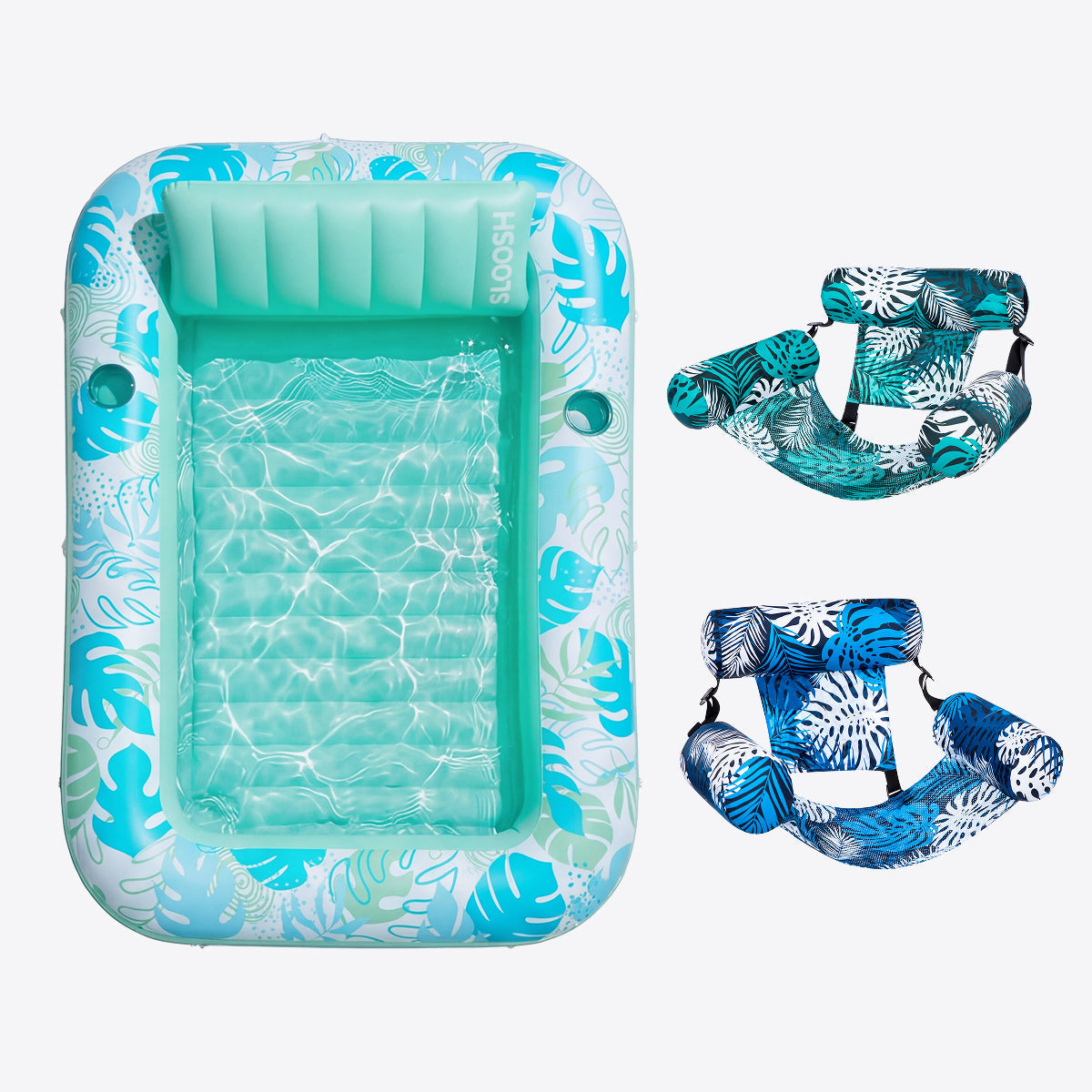 Cyan White 85" Tanning Pool with Float Chair Best Friend Choice Bundle