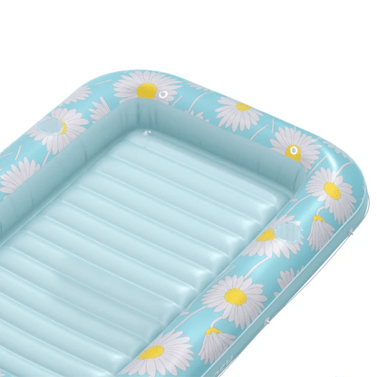 SLOOSH Inflatable Tanning Pool Lounger Float, Blue Daisy 70" x 46"