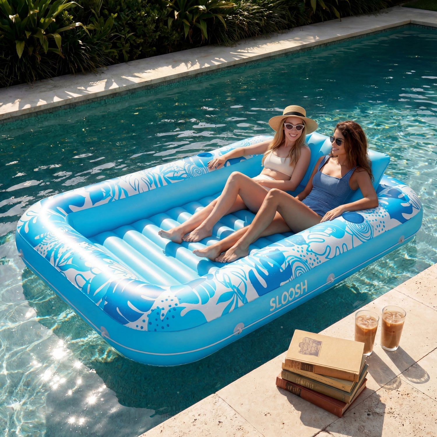 Blue 85" Tanning Pool with Float Hammock Best Friend Choice Bundle