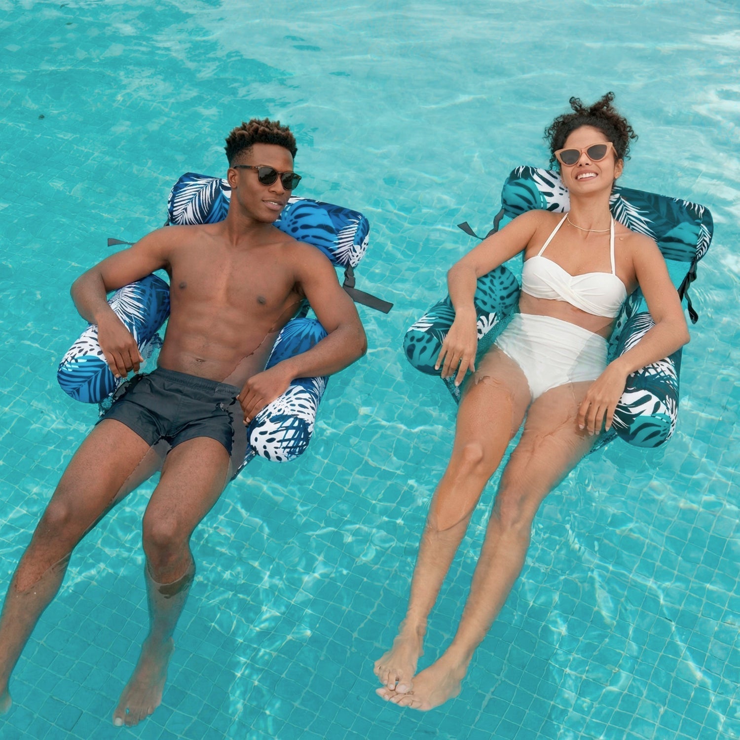 Dark Blue 85" Tanning Pool with Float Chair Best Friend Choice Bundle