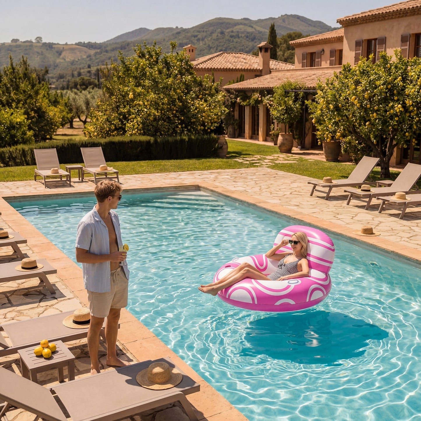 SLOOSH Inflatable Pool Floats Chair with Big Backrest, Pink, 42"