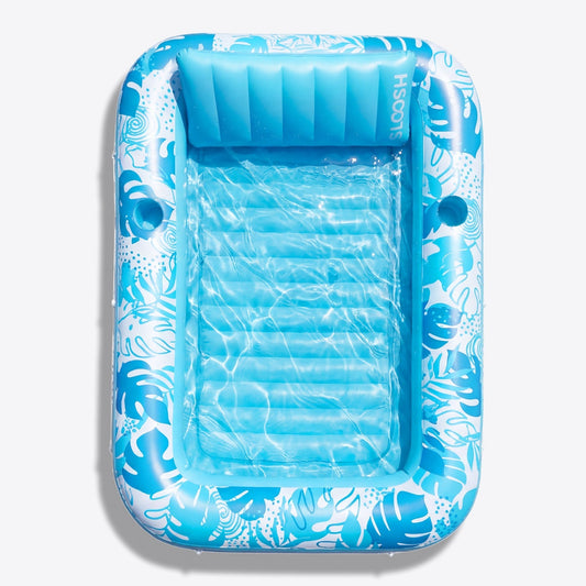 SLOOSH Inflatable Tanning Pool Lounger Float, Blue-L, 70" x 46"
