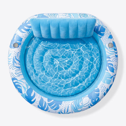 SLOOSH Inflatable Round Float  Float Tanning Pool, Blue, 72" x 65"