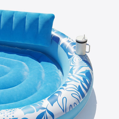 SLOOSH Inflatable Pool Float Lounge Round Tanning Pool, Champagne, 72" x 65"