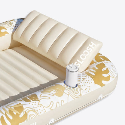 SLOOSH Inflatable Tanning Pool Lounger Float, Cyan Pink XL, 85" x 57"