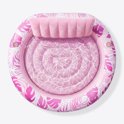 SLOOSH Inflatable Pool Float Lounge Round Tanning Pool, Champagne, 72" x 65"