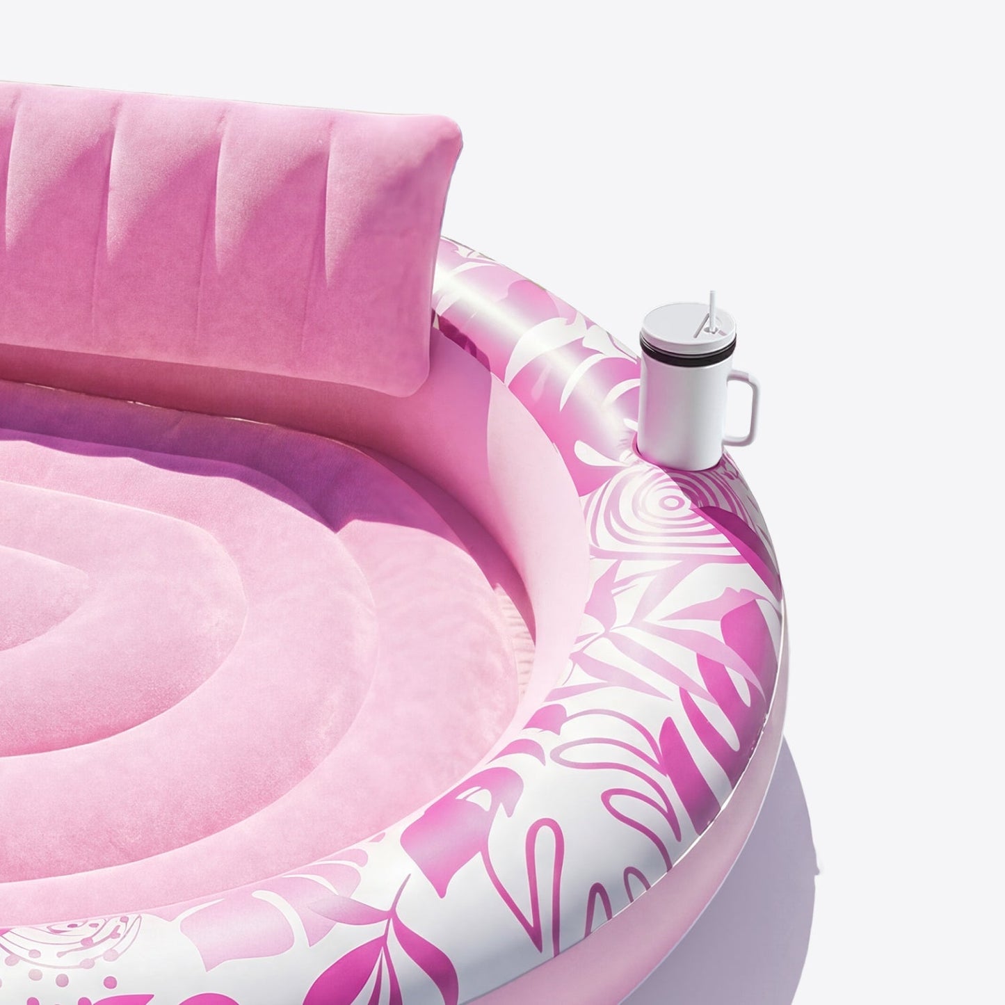 SLOOSH Inflatable Pool Float Lounge Round Tanning Pool, Cyan, 72" x 65"