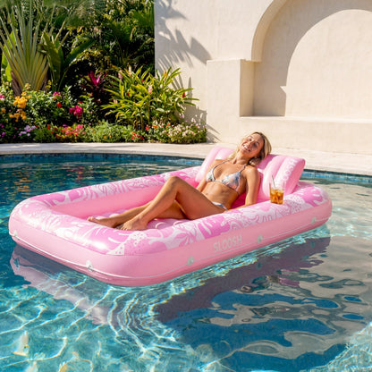 SLOOSH Inflatable Tanning Pool Lounger Float, Blushing Pink L, 70" x 46"