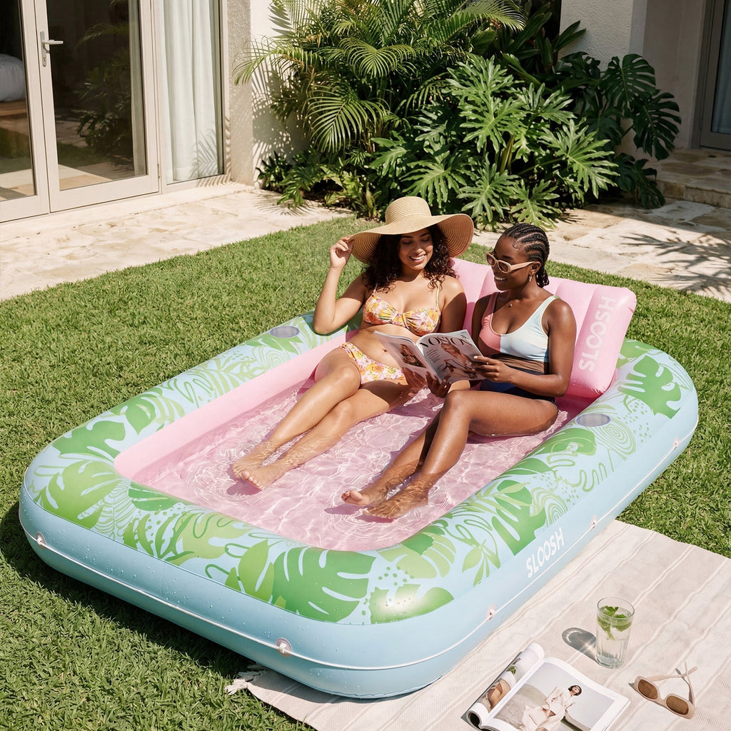 Cyan Pink 85" Tanning Pool with Float Hammock Best Friend Choice Bundle