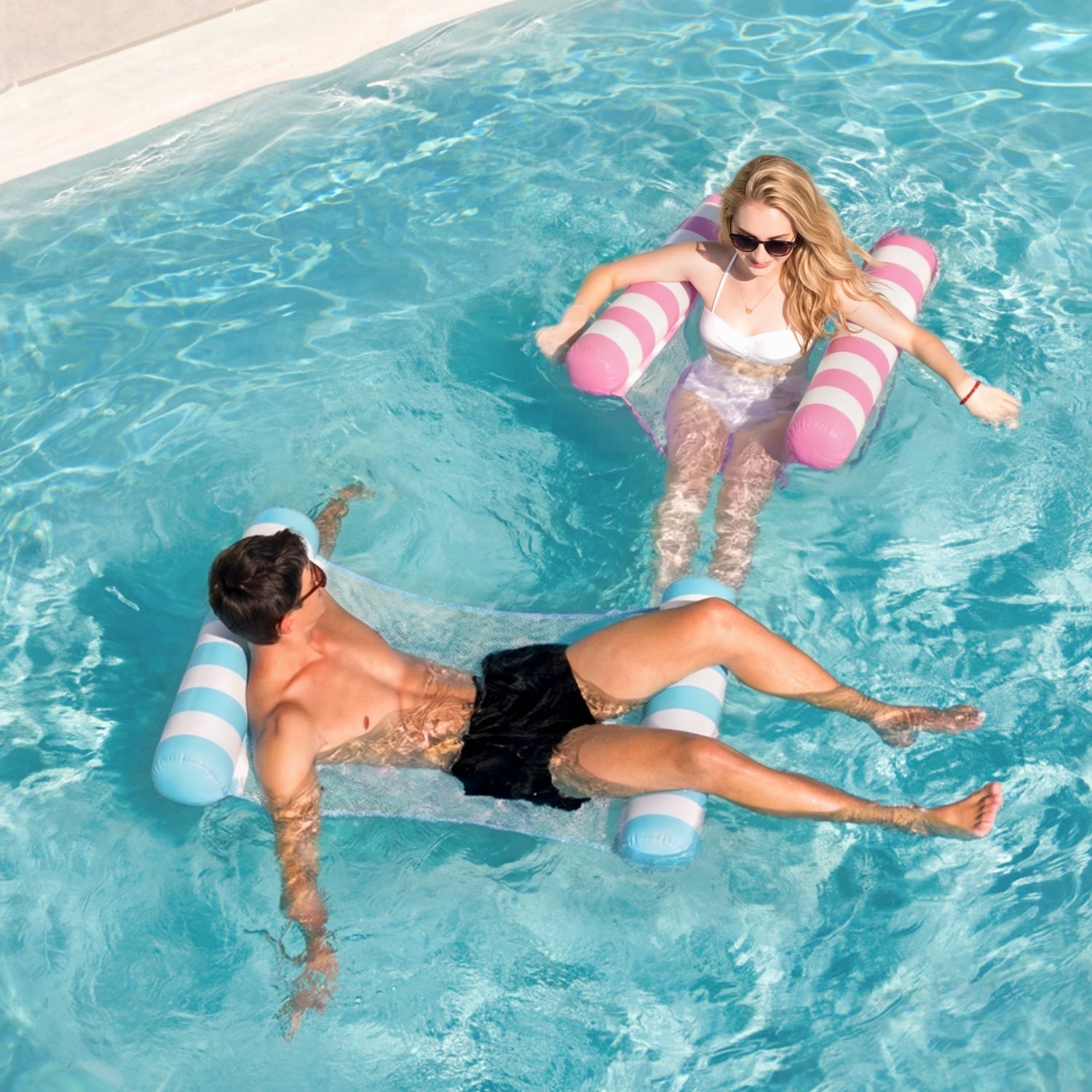 Create Your Own Backyard Summer Escape ☀️85" Pink Tanning Pool + Float Hammock Bundle — Perfect For Relaxing With Your Best Friend