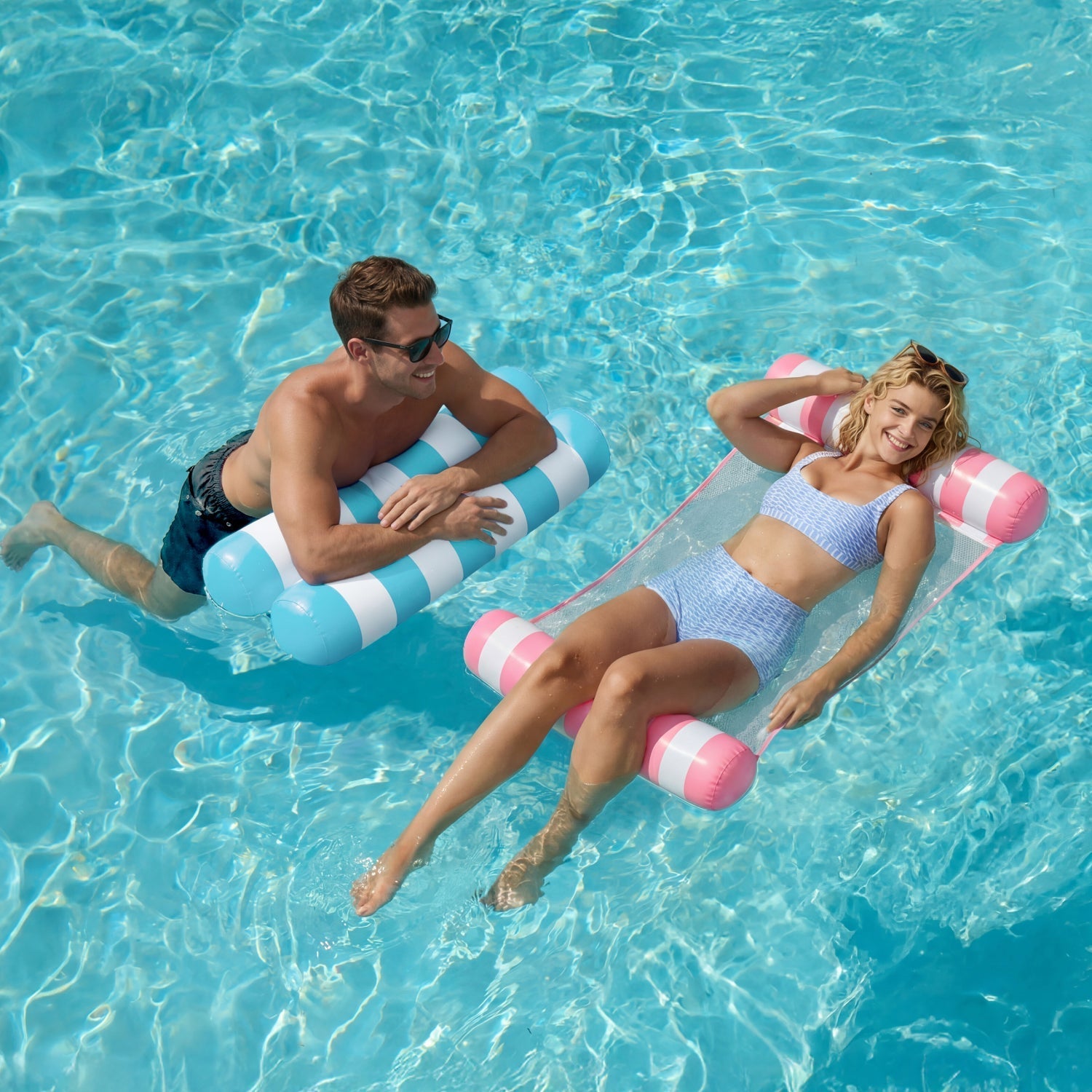 Blue 85" Tanning Pool with Float Hammock Best Friend Choice Bundle