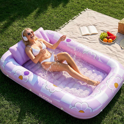 SLOOSH Purple Chase Flower Tanning Pool with Ring Best Bundle