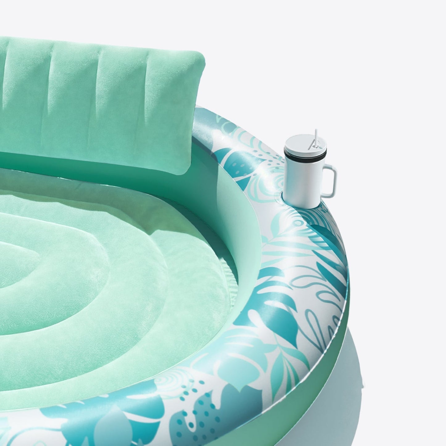 SLOOSH Inflatable Pool Float Lounge Round Tanning Pool, Champagne, 72" x 65"