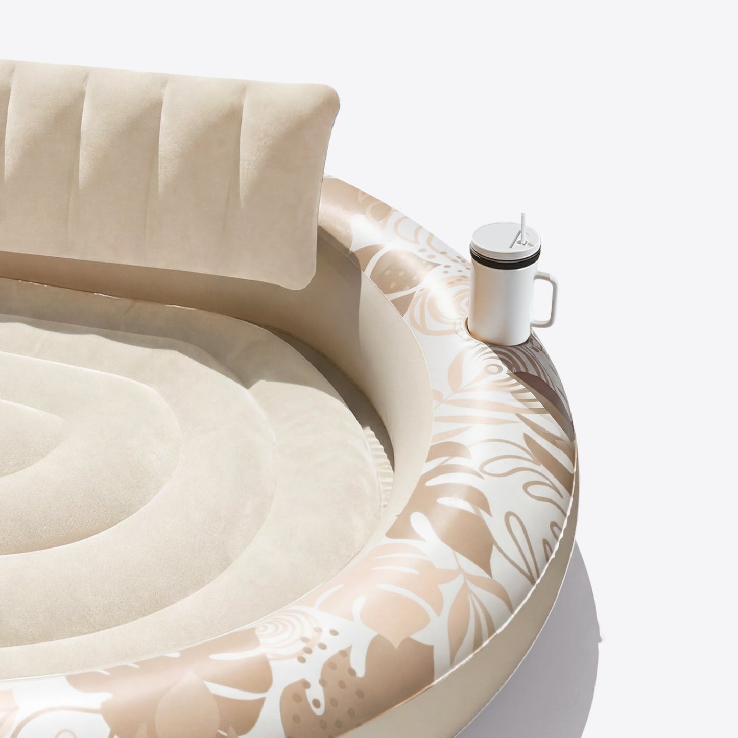 SLOOSH Inflatable Pool Float Lounge Round Tanning Pool, Cyan, 72" x 65"