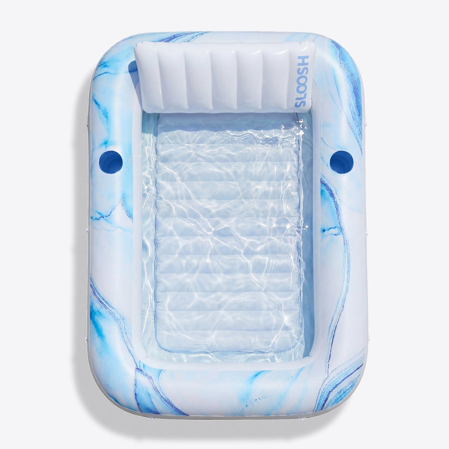 SLOOSH Inflatable Tanning Pool Lounger Float, Blue Checker, 70" x 46"