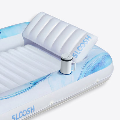 SLOOSH Inflatable Tanning Pool Lounger Float, Blue Marble, 70" x 46"