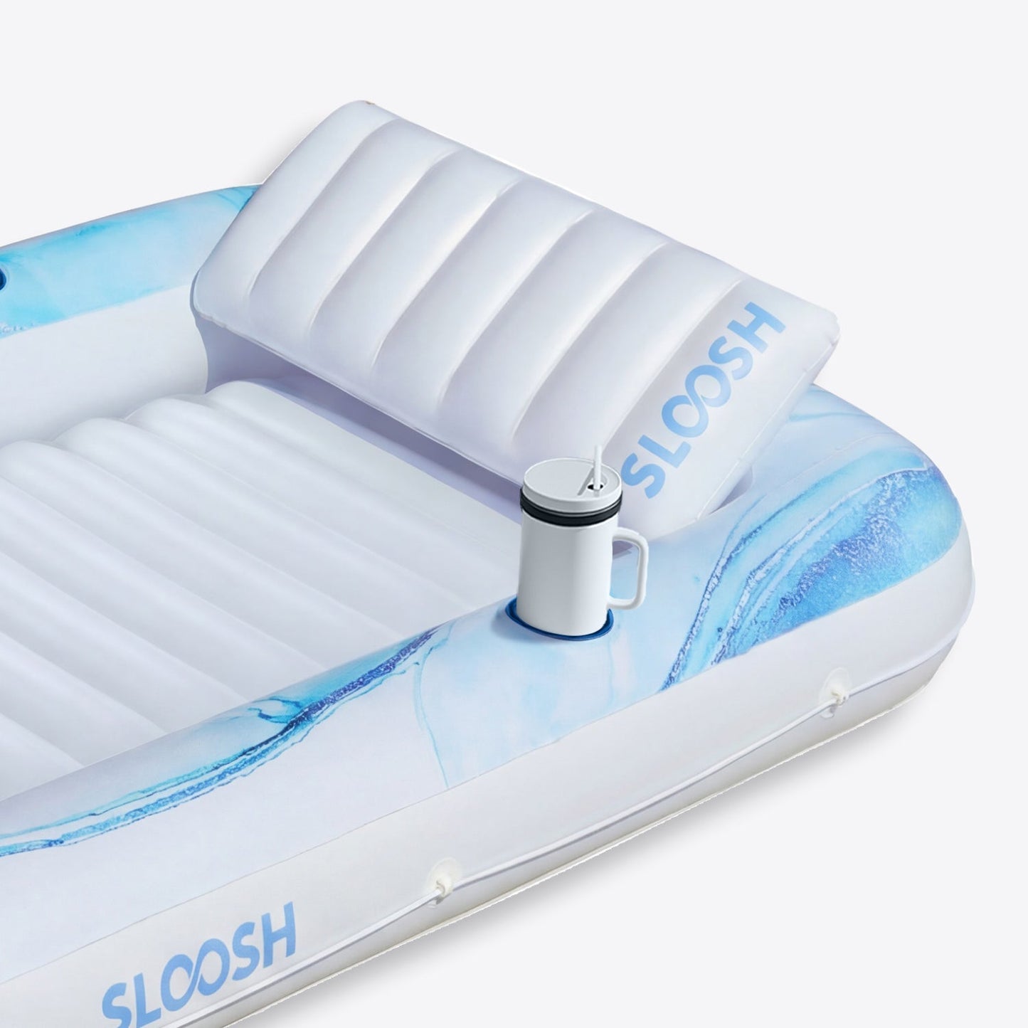SLOOSH Inflatable Tanning Pool Lounger Float, Pink Marble, 70" x 46"