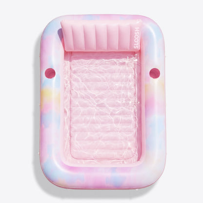SLOOSH Inflatable Tanning Pool Lounger Float, Pink Tie-dye-Bliss State, 70" x 46"
