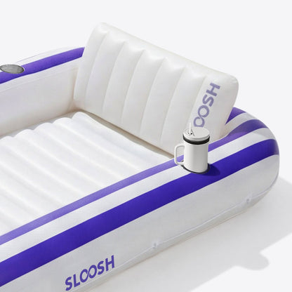 SLOOSH Inflatable Tanning Pool Lounger Float, Navyblue Stripe, 70" x 46"