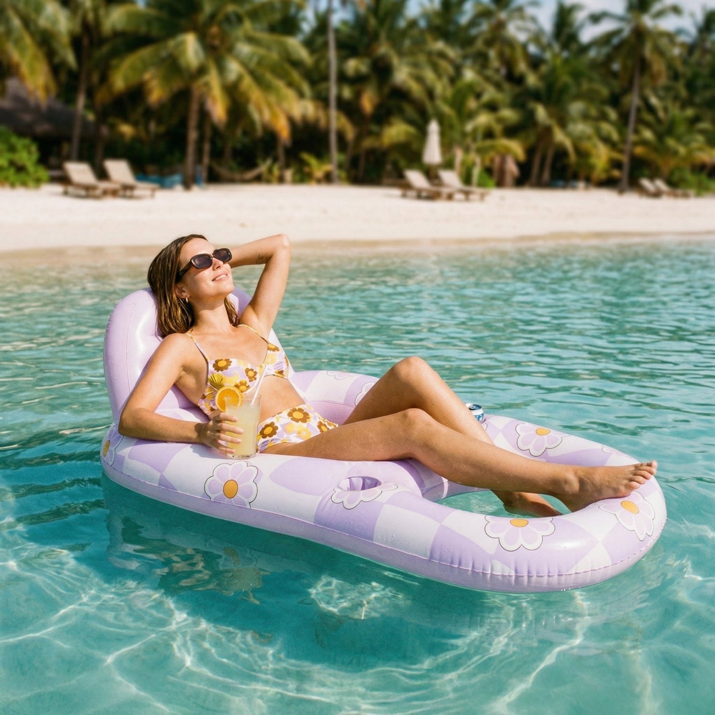 SLOOSH Purple Chase Flower Tanning Pool with Lounger High-picked Bundle