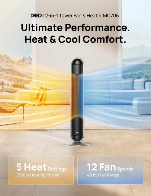 2-in-1 Tower Fan & Heater 706