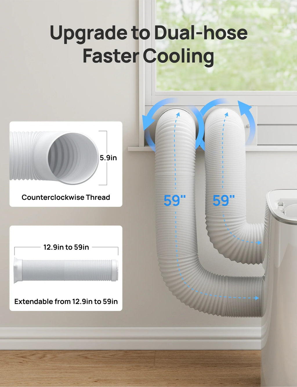 DREO Portable Air Conditioner Dual Hose Kit (AC318S & AC319S)