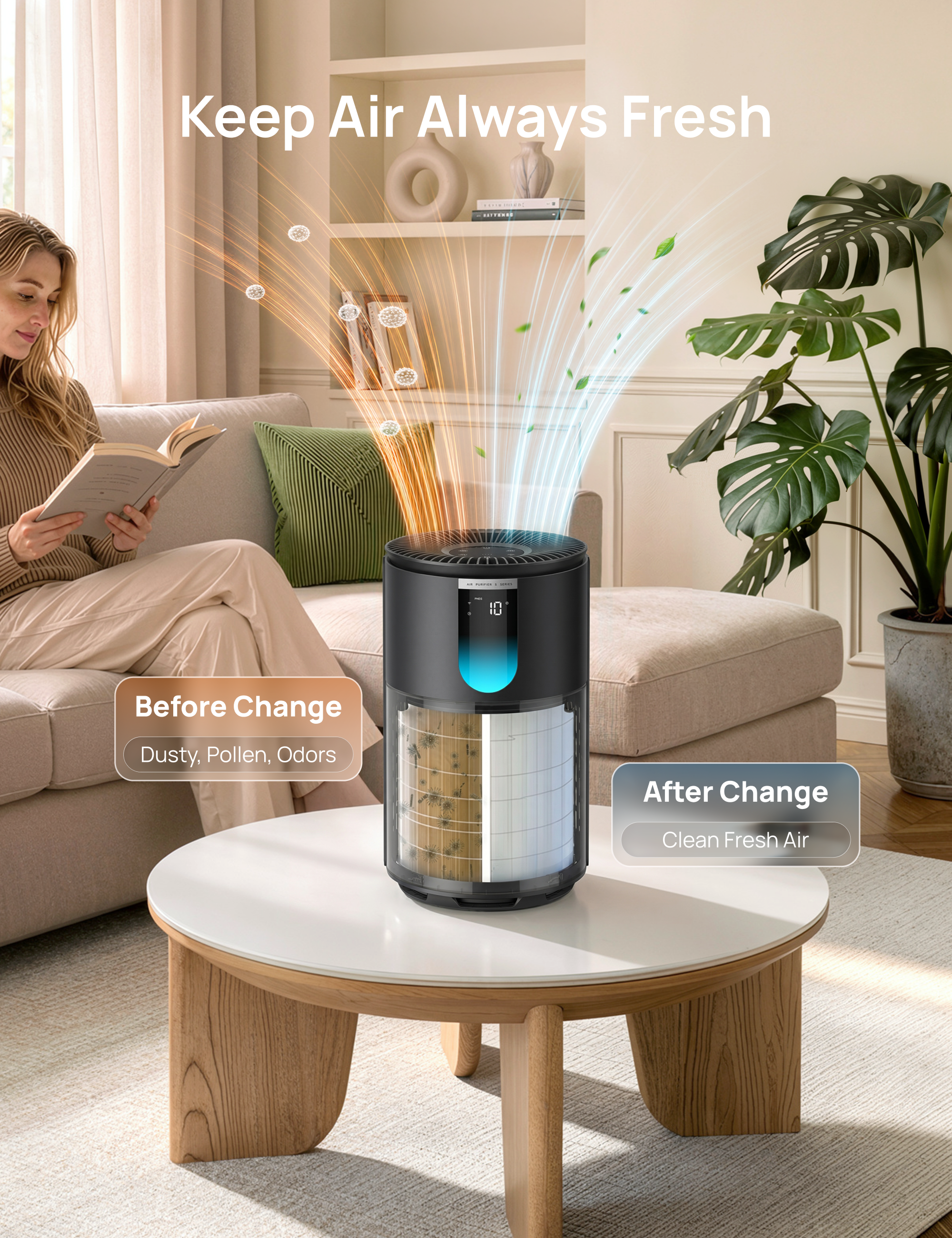 Air Purifier 3-in-1 HEPA Filter For 539/539S Black