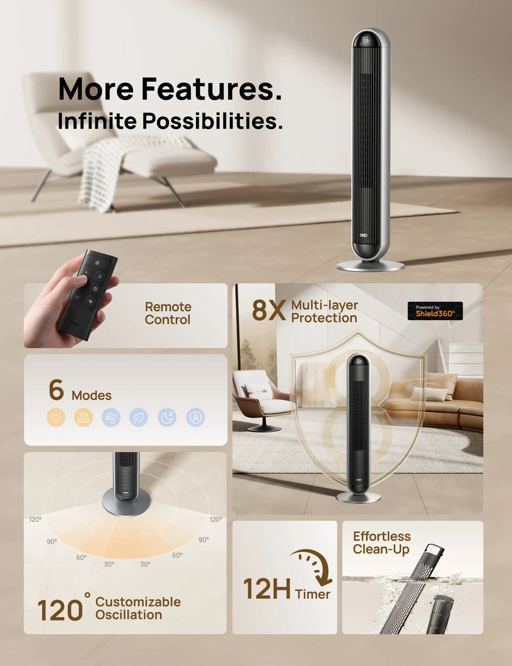 2-in-1 Tower Fan & Heater 706
